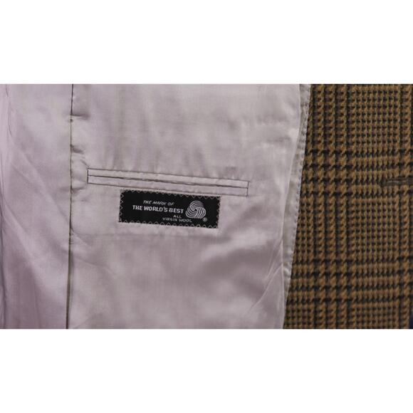 Lanvin Paris Vintage Brown Green Plaid Knit Wool 2-Btn Sportcoat Blazer 42L - Picture 8 of 8